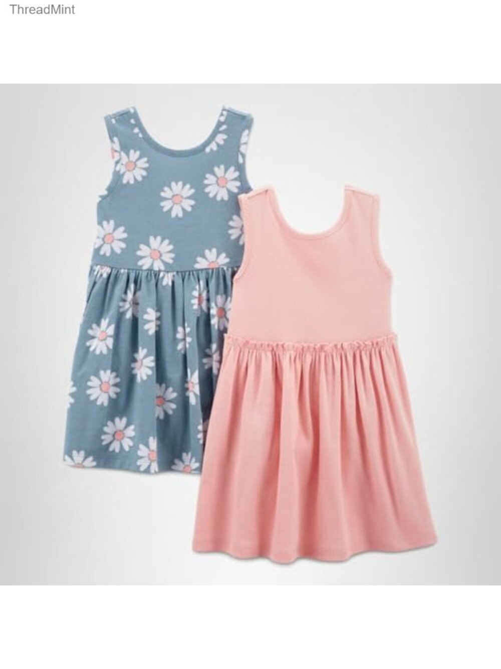Toddler Girls A-Line Cotton Dresses 2-Pack Pullover Short Sleeve